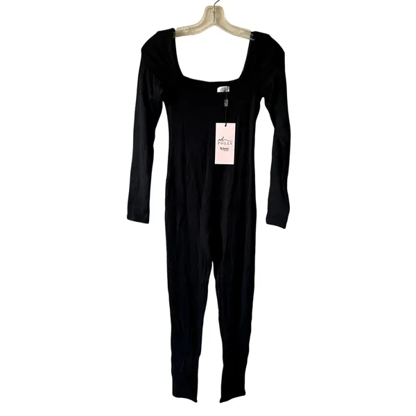 Oh Polly Delanie Square Neck Long Sleeve Jumpsuit in Black size 4 - Image 5