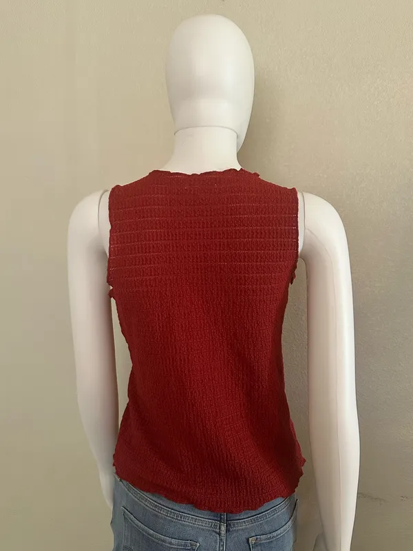 Pretty Rebel Red Tie Front Top - Image 3