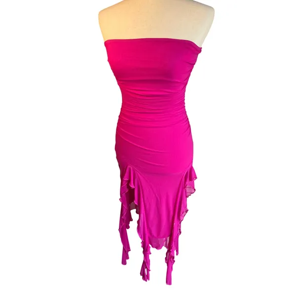 Womens Hot Pink Body Con Dress size XS - Image 5