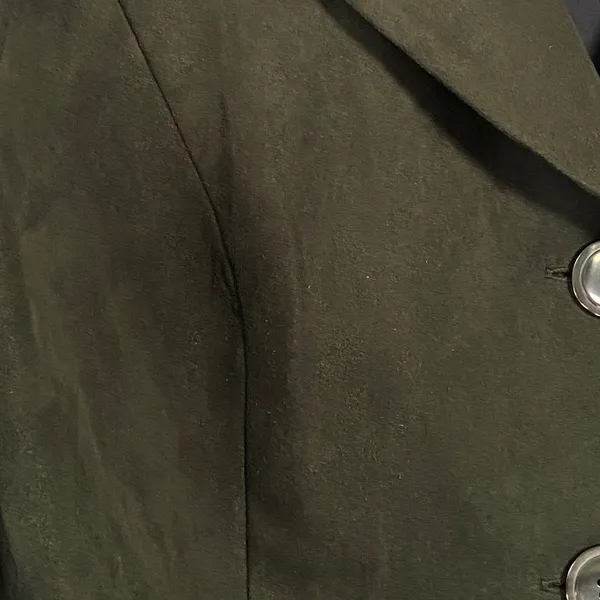 Green Vegan Suede Jacket Size 12 Hobbit Preppy Collar Retro Goblincore‎ Academic - Image 5