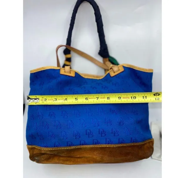 Dooney & BOURKE Blue Brown Large Fabric Tote Bag - Image 10