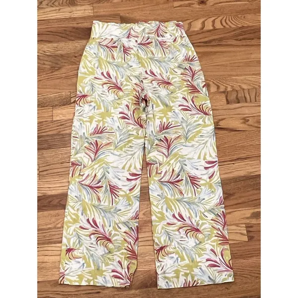 Land N Sea Pants Women S Linen Blend Floral‎ Tropical Wide Leg Hawaiian Ankle - Image 8