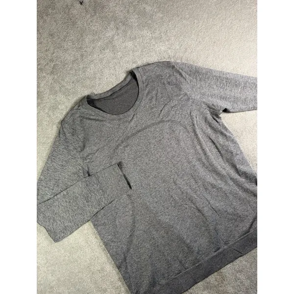 lululemon womens long sleeve gray running shirt heather gray 12 - Image 2