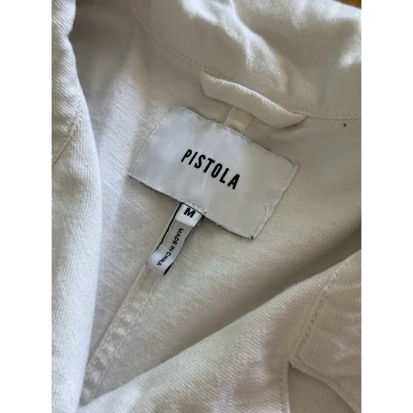 Pistola Candice Romper Medium White Snap Front Utility Denim‎ Casual Zip Pockets - Image 3
