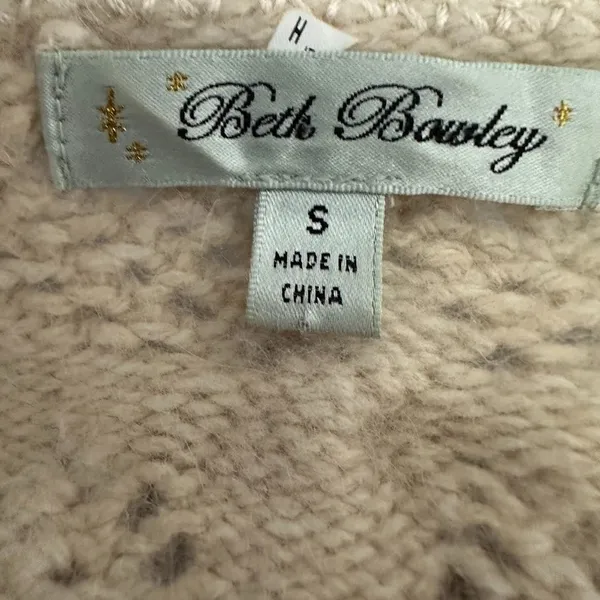 Vintage Beth Bowley Women's Cardigan Y2K Crop Shrug‎ Sweater Beige Small Angora - Image 6