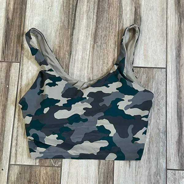 Aerie OFFLINE Real Me Longline Camo Sports Bra XL Wirefree Padded Yoga Gym - Image 5