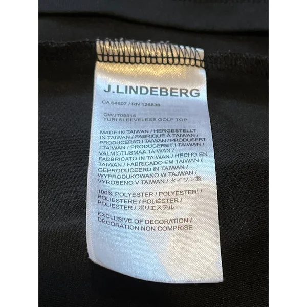 J.Lindeberg Yuri Sleeveless Golf Top Black White Mesh Collar GWJT05515 Womens M‎ - Image 2