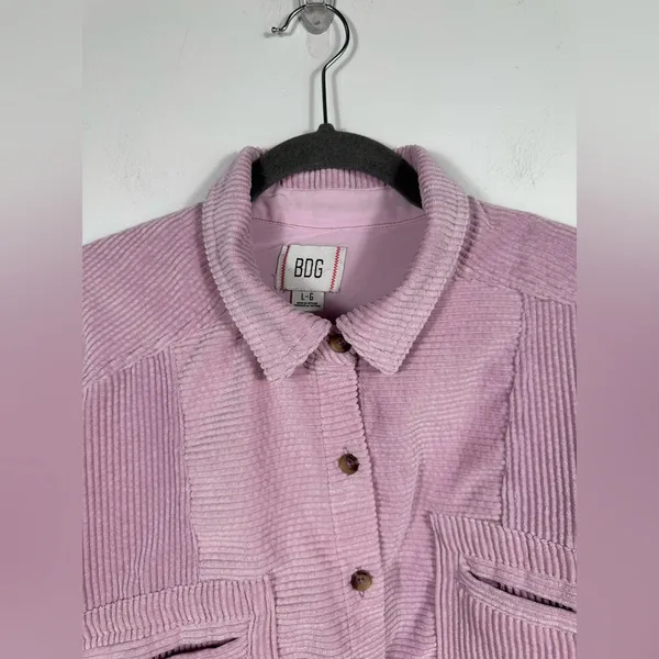 BDG‎ Urban Outfitters Pink Corduroy Cropped Jacket Women’s Large Button Front - Image 5