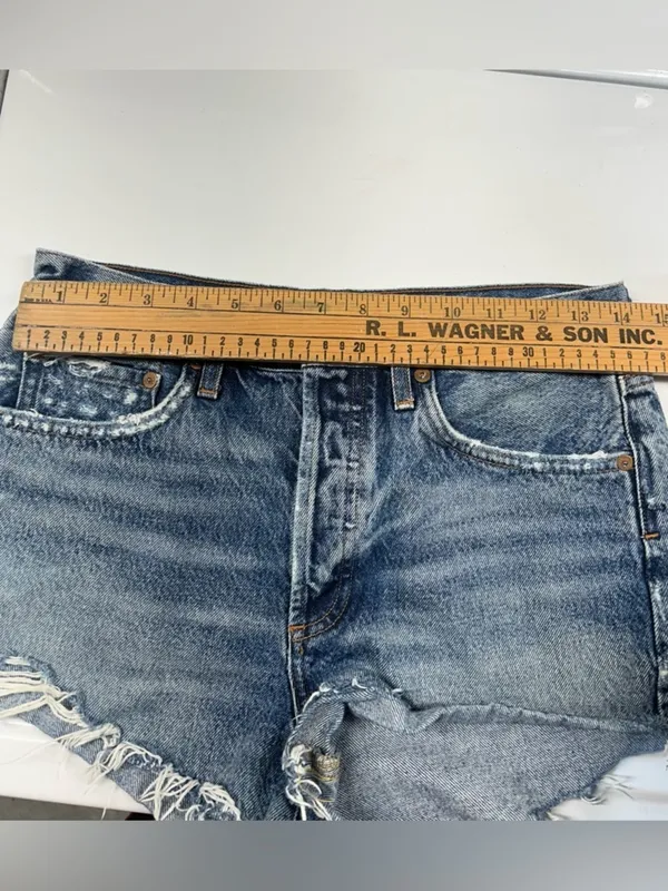 AGOLDE Parker Vintage Cutoff Denim Shorts Distressed Button Fly Size 26 - Image 9