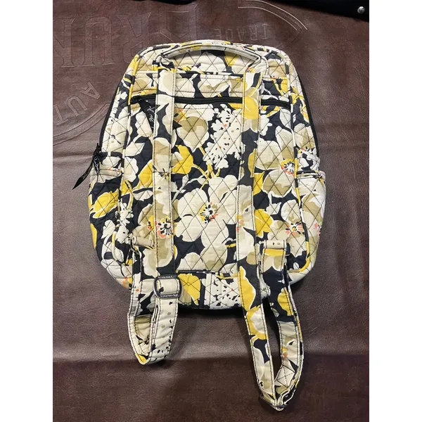 Vera Bradley Quilted Backpack Yellow Gray Floral Print Laptop School‎ Bag 15x11 - Image 7