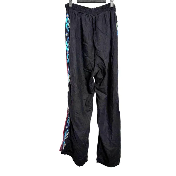 Johnny Was JW Los Angeles Pull On Black Embroidered Wide Leg Linen Pants Size 2X - Image 2