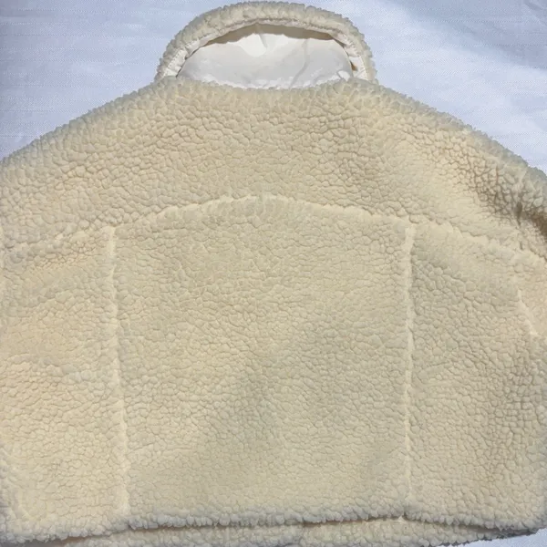 Cropped Cream Teddy Sherpa Jacket - Women - Image 5