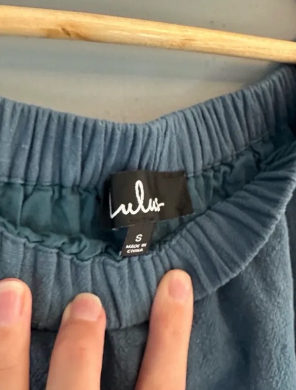 Lulus blue tie off the shoulder short sleeve blouse - Image 6
