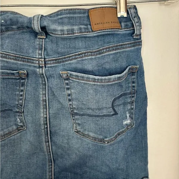 American Eagle Hi-Rise Mini Denim Skirt Distressed Size 00 Blue - Image 9