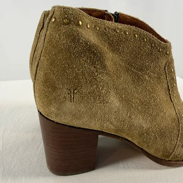Frye Nora Suede Studded Booties‎ in Olive Green Size 8 - Image 2