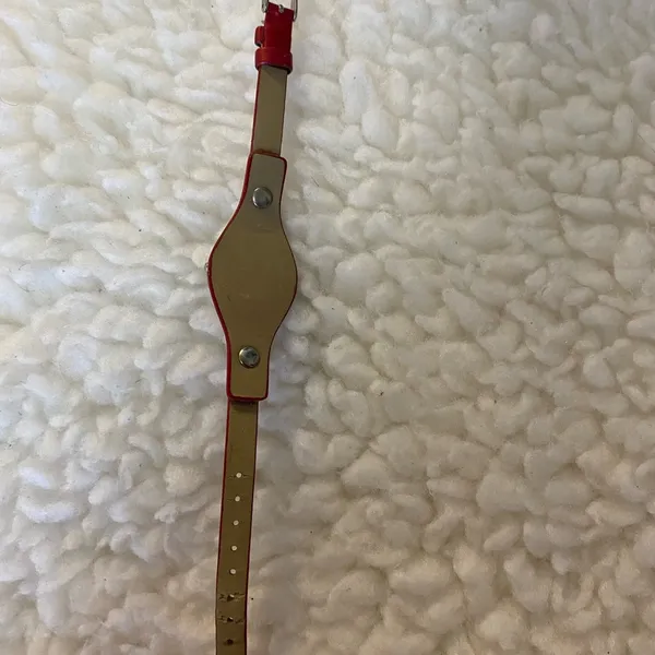 Mudd Analog Wristwatch Metallic Red Buckle Band Round Silver Tone Face. - Image 2