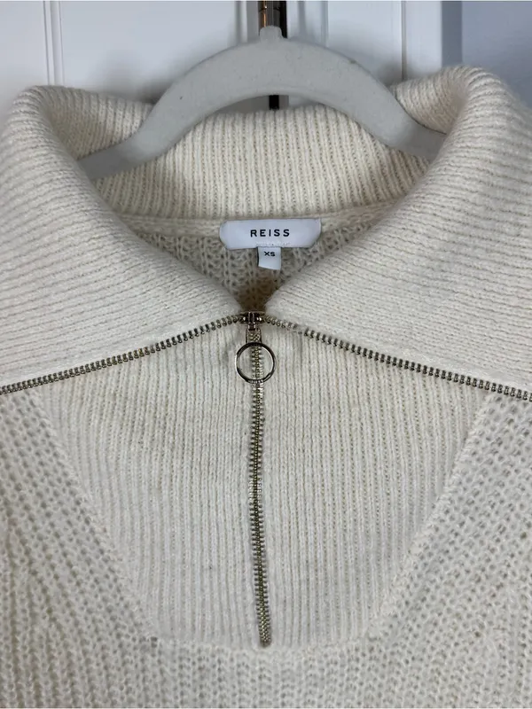 REISS Cream Safia Zippered Neck‎ Pullover Sweater wool alpaca size XS - Image 3