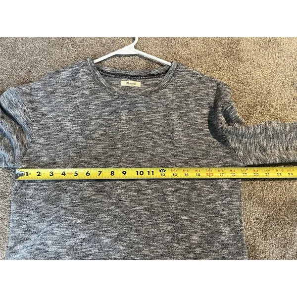 Madewell crewneck sweatshirt gray marled slub knit balloon sleeves‎ cropped M - Image 7