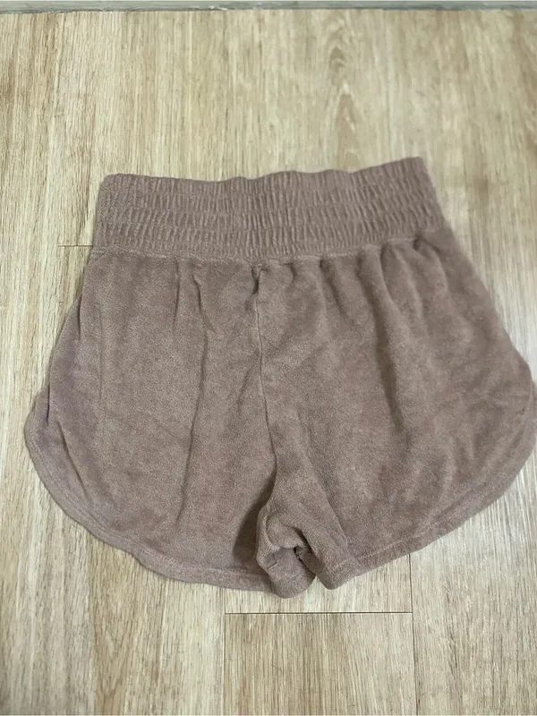 Abercrombie & Fitch High-Waist Terry Lounge Shorts - Taupe Brown - Image 2