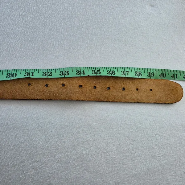 Vintage Tooled Leather Belt Tan Brown Scalloped‎ Floral Western Boho Medium - Image 6