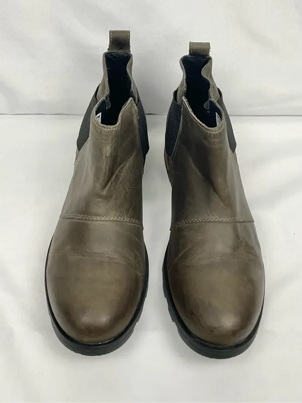 SOREL Emelie Chelsea Boots Olive/Brown Ankle Boot Sz 9.5 Waterproof Leather - Image 3
