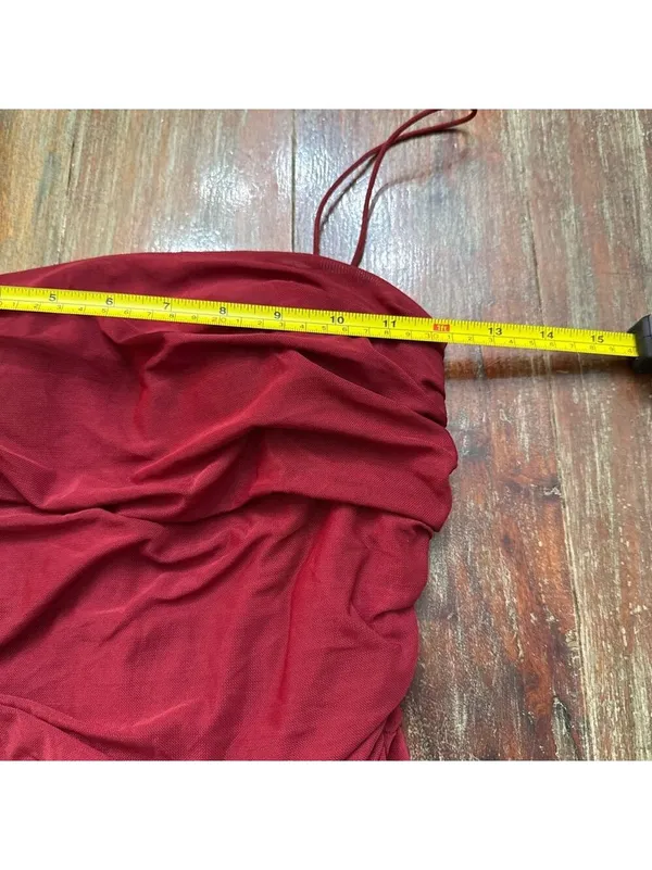 Princess Polly Deep Red Ruched Mini Dress US Size 8 - Image 5