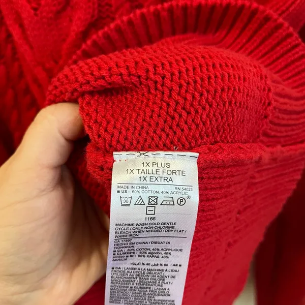 Old Navy Red Cable Knit‎ Sweater Plus Size 1X Long Sleeve Pullover NWT - Image 8