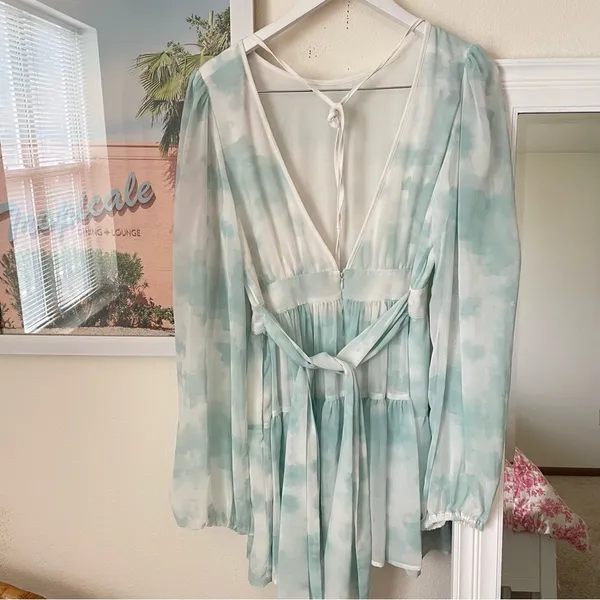 LDT Tie Dye Mini Dress Blue Size 8 - Image 7