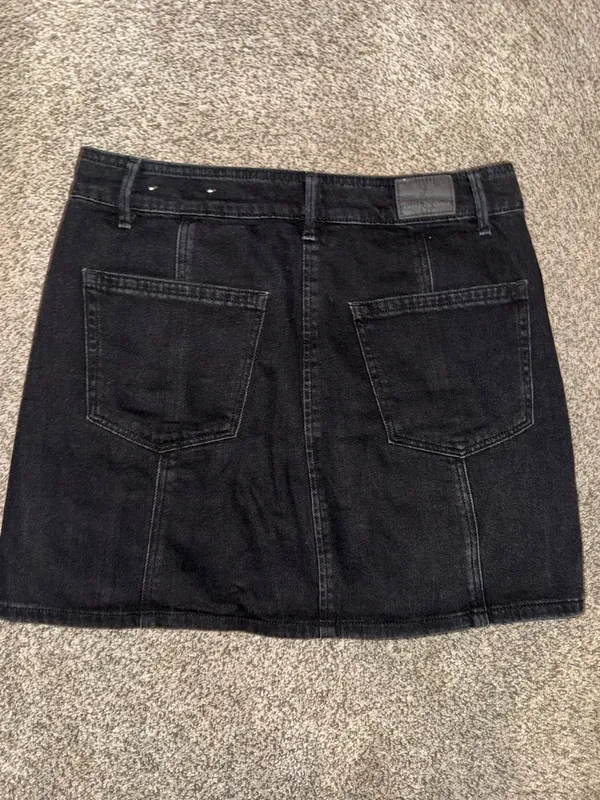 American Eagle Women's Black Denim Button-Front Mini Skirt - Image 3