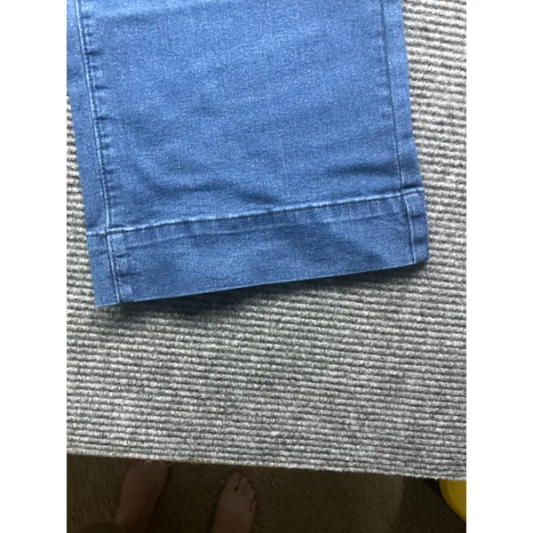 Womens XL 32x24 Wide Leg Cropped Jeans High Rise Patch Pocket Medium Blue Denim - Image 4