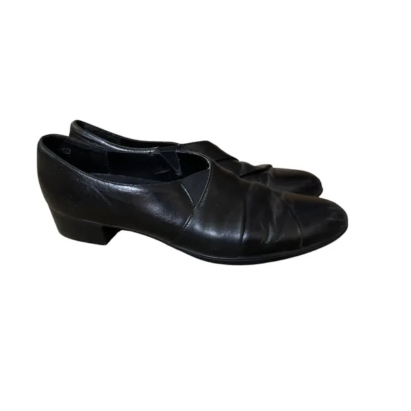 Munro Alison Black Leather Slip On 12 SS Narrow Used - Image 3