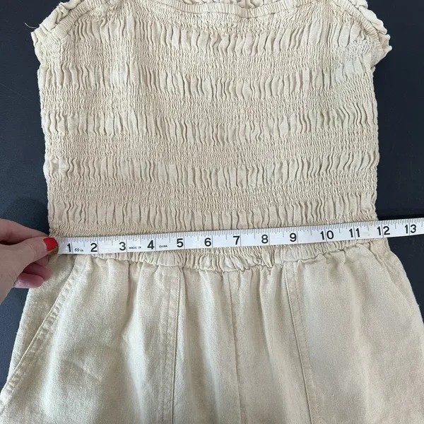 Universal Thread Women's XS Smocked Linen Maxi Jumpsuit Beige‎ Boho Lagenlook - Image 15