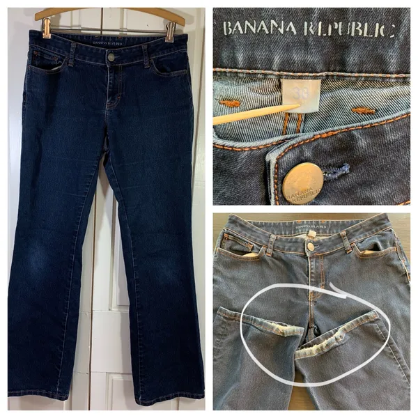 Banana Republic Women's Dark Wash Denim Jeans Size 30‎ Bootcut Classic READ FLAW - Image 15