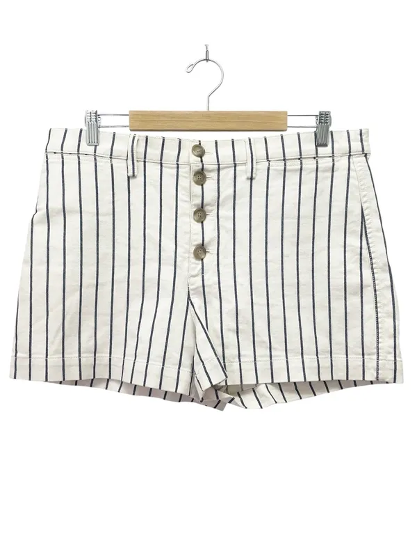 Madewell Emmett Button Front Shorts 32 Ivory Navy Stripe High Rise Stretch NWT - Image 2