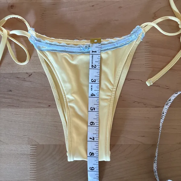 Pink by Frankies Bikinis butter yellow and blue lace bikini set - Image 7