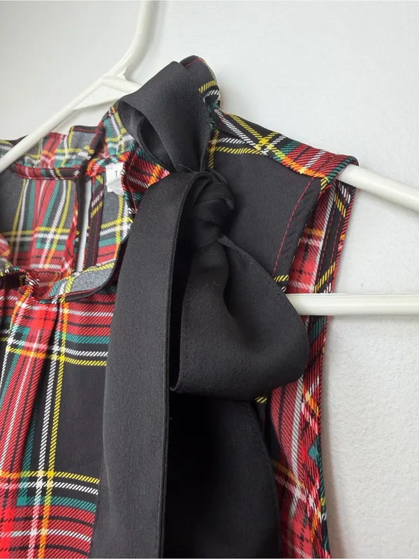 J. Crew Tartan Bow Neck Tank with Ruffles Plaid Tank Top Size XXS - Image 4