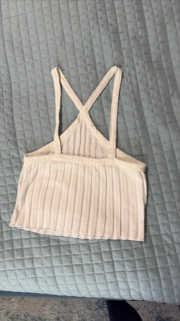 ZARA Cropped Halter White Tank - Image 2