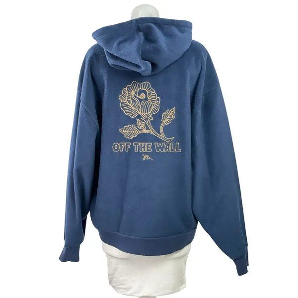 Vans x Lizzie Armanto Women's Blue Fleece Floral Hoodie Hooded Sweatshirt Top M - Image 3