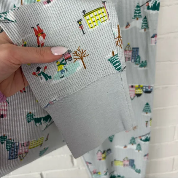 Old Navy Waffle Knit Holiday Winter Print Lounge Pants Size L - Image 8
