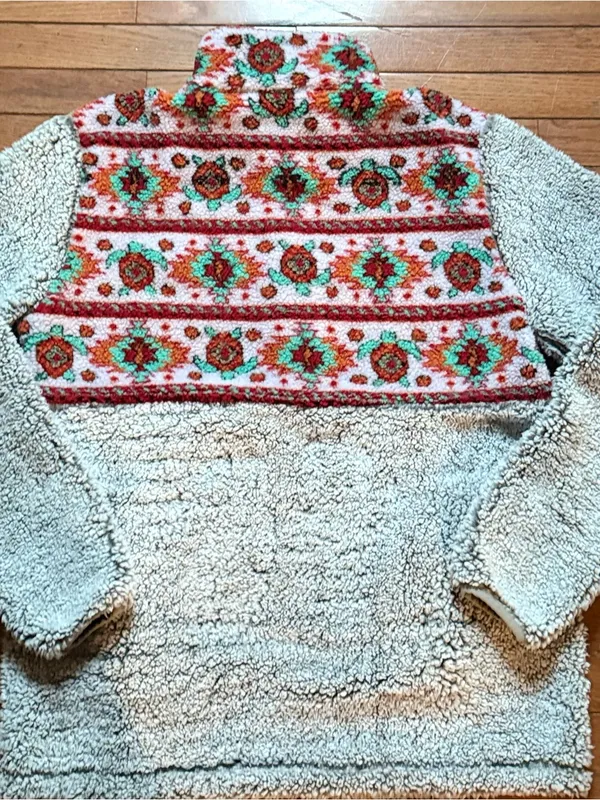 Simply Southern Plush Sea Turtle Aztec Pullover Sherpa Jacket Womens Size Large - Image 2