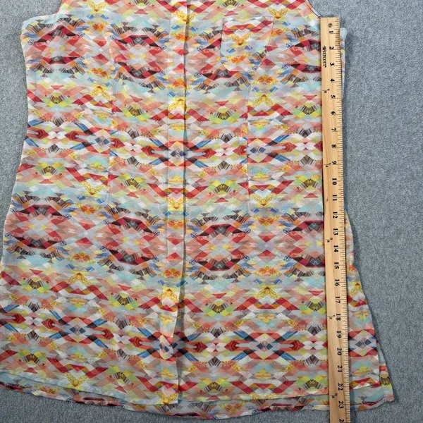 Cabi Women's Large Avery Aztec Geometric Sleeveless Blouse Top Sheer Button Up - Image 6