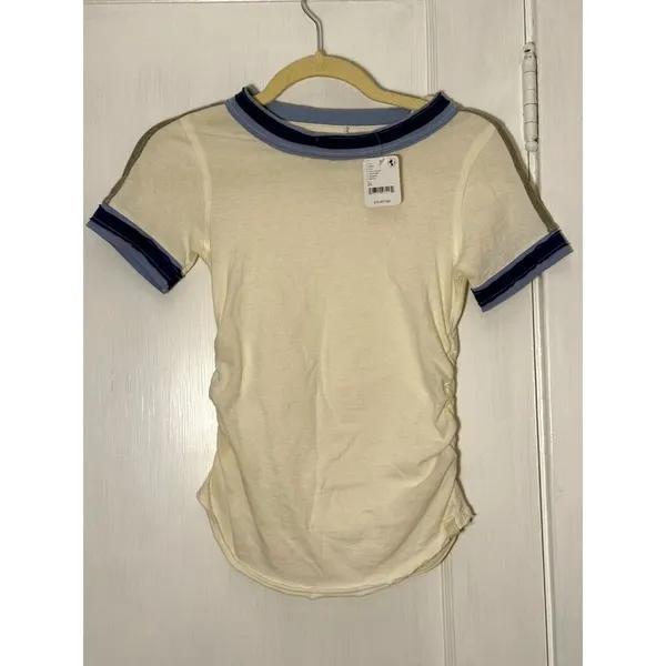 Free People We The Free Sporty Mix Tee White and Blue - Image 4