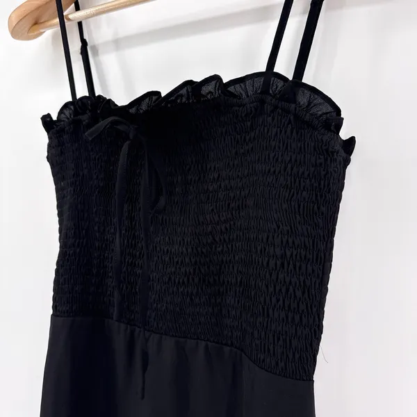Superdown Black Anna Smocked‎ Ruffle Mini Dress Adjustable Straps Size Small - Image 4