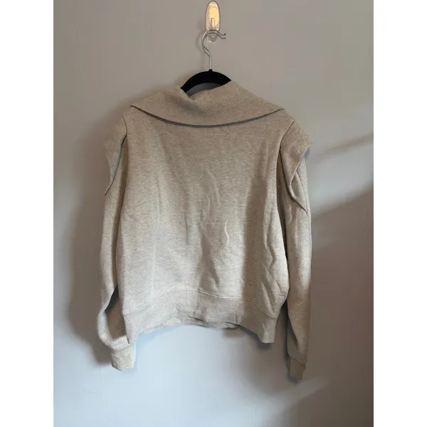 Frame Sporty Zip Sweatshirt Half Zip Funnel Neck Ruffle Wing Shoulders sz Large - Image 9