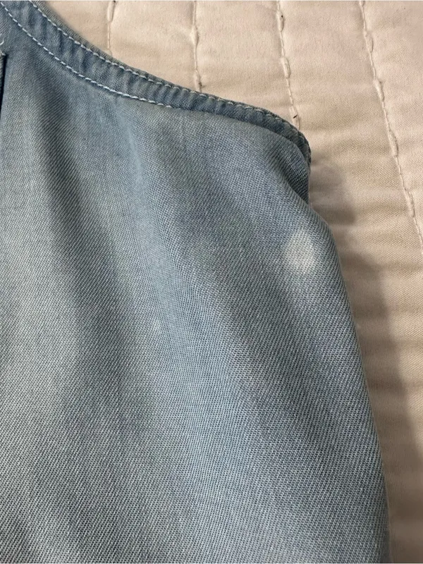 Mossimo Supply Co. 100% Lyocell Light Blue Sleeveless Chambray Slit Back Open M - Image 15