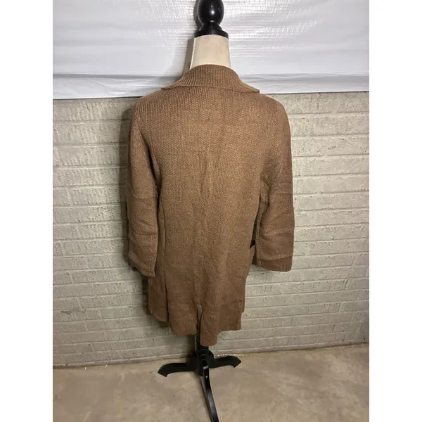 New Active Usa‎ Women Brown Knit Double Breasted Blazer Cardigan Size S - Image 3
