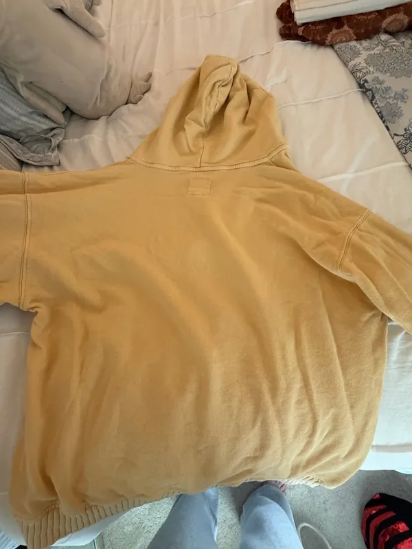Aerie Yellow Hooded Women's Pullover Sweatshirt Textured - Image 2