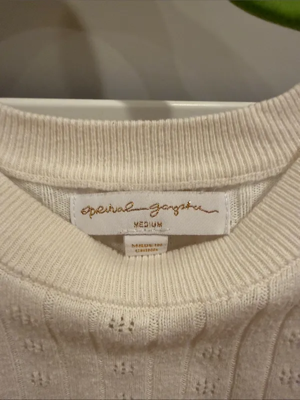 Spiritual Gangster Cream Ribbed Crewneck Sweater - Image 2