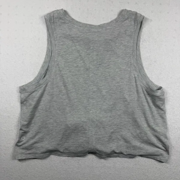 Lululemon Turn to Tie Tank Women’s Size 10 Light Gray Pima Cotton Cropped Tank - Image 2