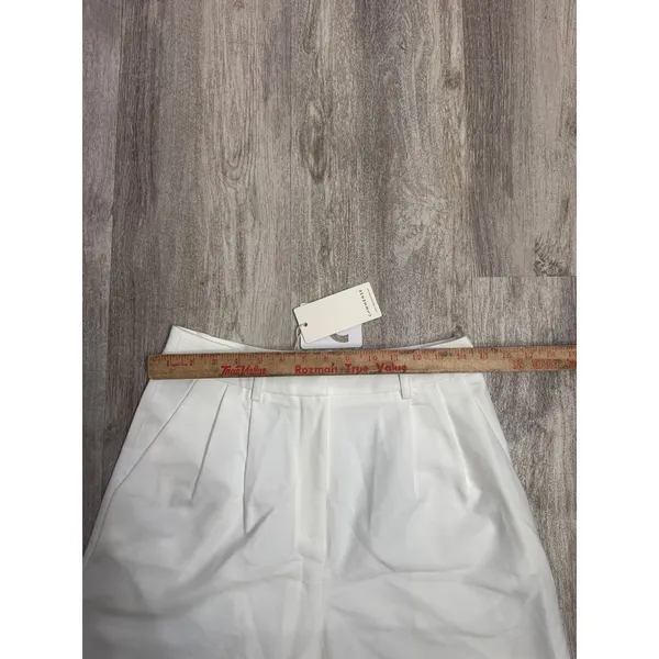 Commense White High Waisted Wide Leg Pleated Trousers Pants Medium NEW - Image 7